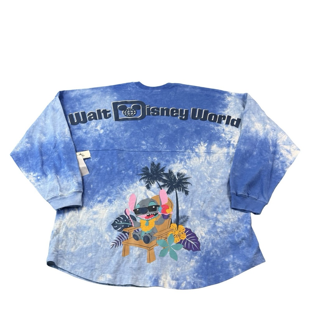 Disney Parks WDW Stitch Hawaiian Vacation Spirit Jersey Blue Tie Dye Adult L NEW